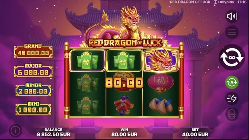 Red Dragon of Luck - ნომინალების მქონე სიმბოლოების ამოვარდნა საბაზისო თამაშში